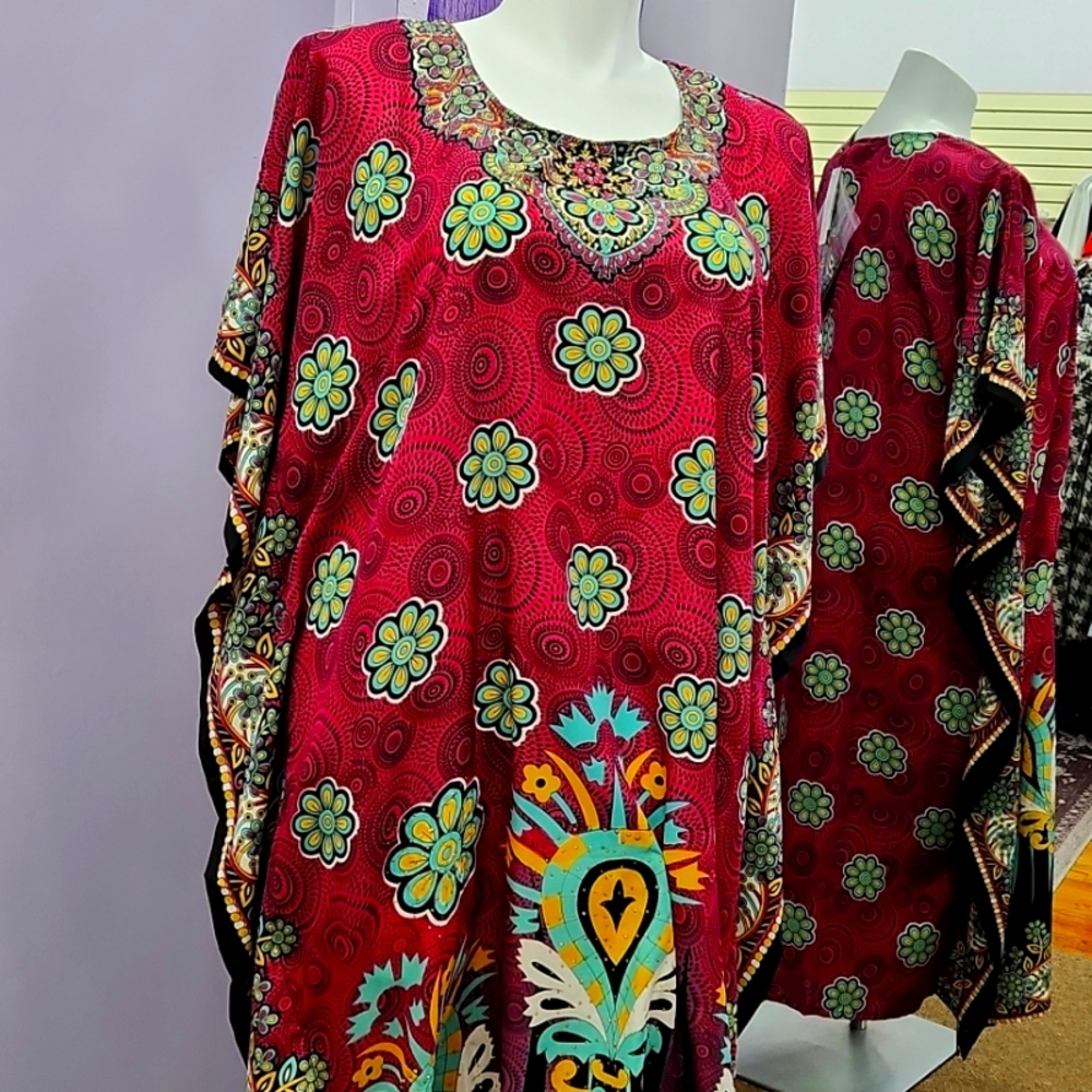 Ethnic pink print kaftan